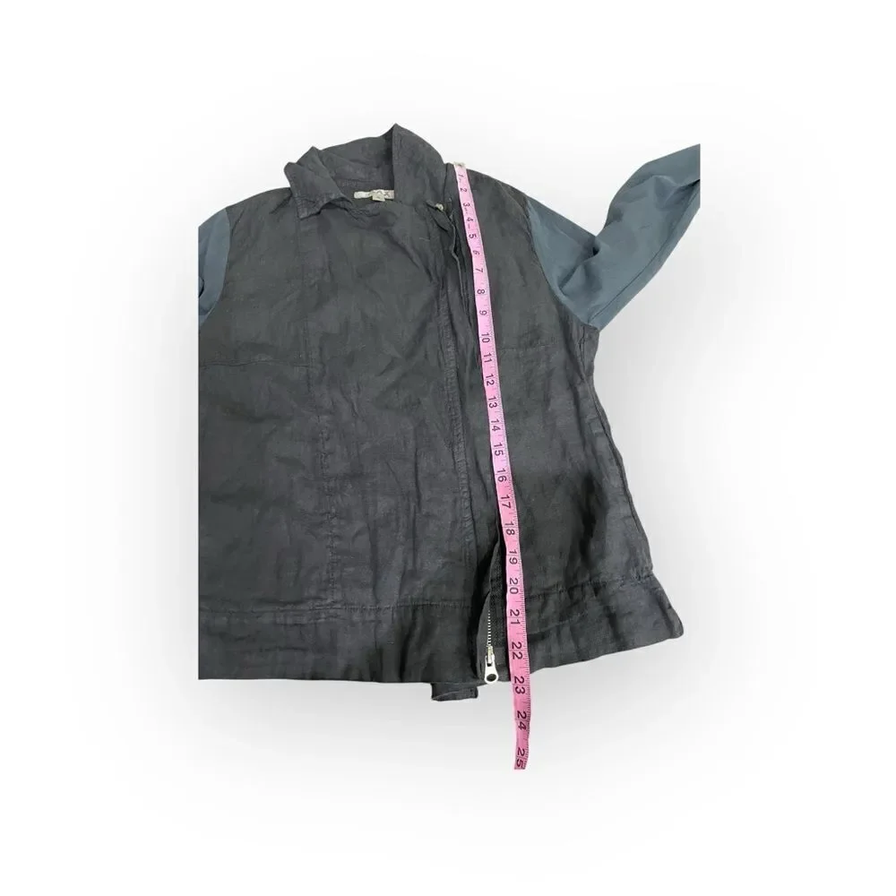 FLAX Asymmetrical Zip Hooded Sweatshirt Jacket